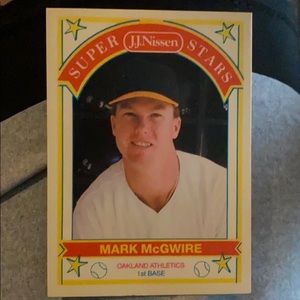 1989 superstars Mark McGwire baseball card.